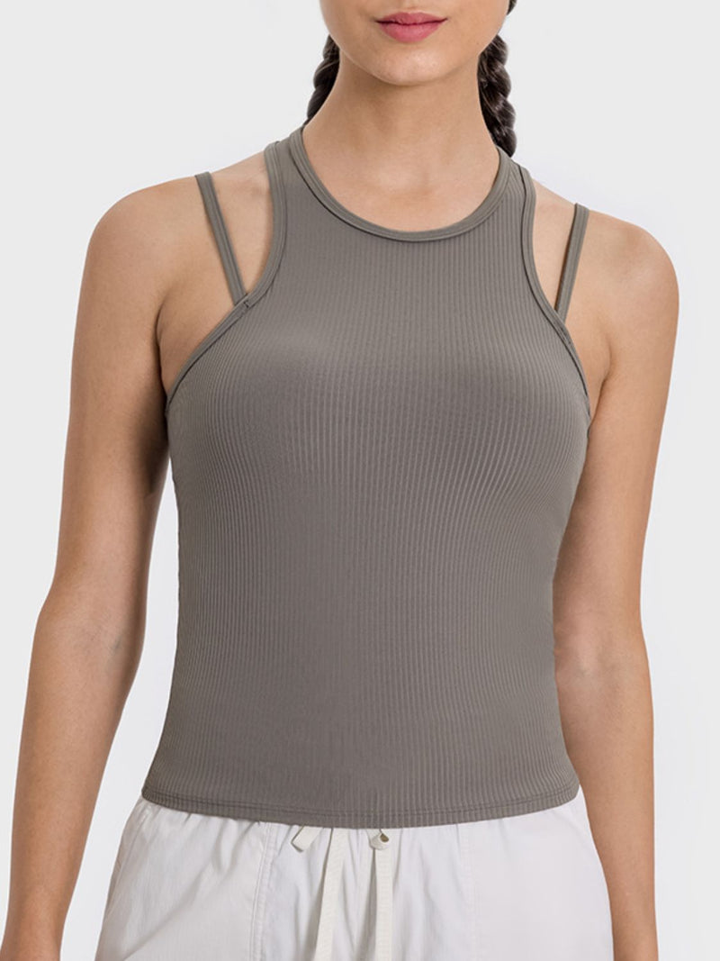 Millennia Cutout Round Neck Racerback Active Tank