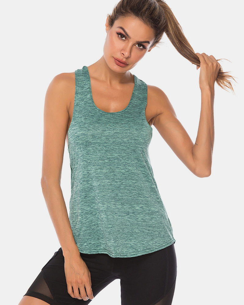 Full Size Scoop Neck Wide Strap Active Tank