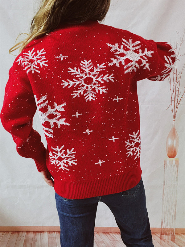 Snowflake Pattern Dropped Shoulder Sweater