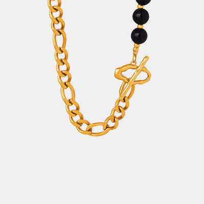 Bead Detail Chunky Chain Necklace - RoseGold Apparel