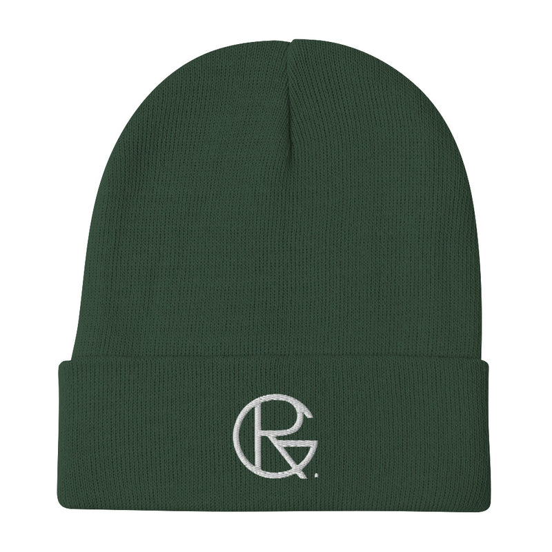 Beanie -White Embroidered - RoseGold Apparel